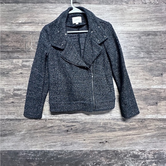 LOFT Black Blazer with Asymmetrical Closure and Notched Lapel - Picture 1 of 4